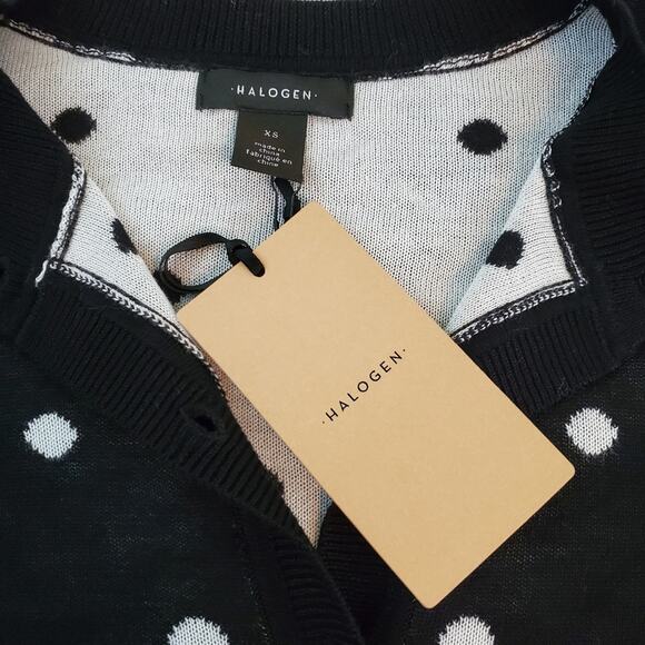 Polka Dot Cardigan $59 Halogen XS Black and White Polka Dot Button Front Sweater - Picture 7 of 7